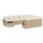 Preview: 11-tlg. Garten-Sofagarnitur mit Kissen Beige Poly Rattan