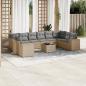 Preview: ARDEBO.de - 11-tlg. Garten-Sofagarnitur mit Kissen Beige Poly Rattan