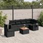 Preview: ARDEBO.de - 7-tlg. Garten-Sofagarnitur mit Kissen Schwarz Poly Rattan