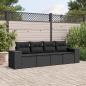 Preview: ARDEBO.de - 4-tlg. Garten-Sofagarnitur mit Kissen Schwarz Poly Rattan