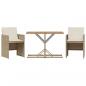 Preview: 3-tlg. Bistro-Set mit Kissen Beige Poly Rattan