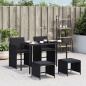 Preview: ARDEBO.de - 5-tlg. Garten-Essgruppe mit Kissen Schwarz Poly Rattan