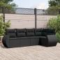 Preview: ARDEBO.de - 5-tlg. Garten-Sofagarnitur mit Kissen Schwarz Poly Rattan