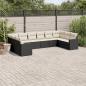 Preview: ARDEBO.de - 10-tlg. Garten-Sofagarnitur mit Kissen Schwarz Poly Rattan