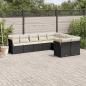 Preview: ARDEBO.de - 9-tlg. Garten-Sofagarnitur mit Kissen Schwarz Poly Rattan