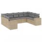 Preview: 9-tlg. Garten-Sofagarnitur mit Kissen Beige Poly Rattan