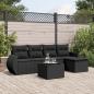 Preview: ARDEBO.de - 6-tlg. Garten-Sofagarnitur mit Kissen Schwarz Poly Rattan