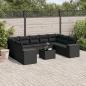 Preview: ARDEBO.de - 10-tlg. Garten-Sofagarnitur mit Kissen Schwarz Poly Rattan