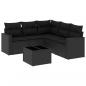 Preview: 6-tlg. Garten-Sofagarnitur mit Kissen Schwarz Poly Rattan