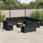 Preview: ARDEBO.de - 14-tlg. Garten-Sofagarnitur mit Kissen Schwarz Poly Rattan