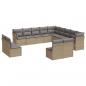 Preview: 13-tlg. Garten-Sofagarnitur mit Kissen Beige Poly Rattan