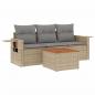 Preview: 4-tlg. Garten-Sofagarnitur mit Kissen Beige Poly Rattan