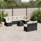 Preview: ARDEBO.de - 10-tlg. Garten-Sofagarnitur mit Kissen Schwarz Poly Rattan