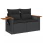 Preview: 4-tlg. Garten-Sofagarnitur mit Kissen Schwarz Poly Rattan