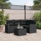 Preview: ARDEBO.de - 5-tlg. Garten-Sofagarnitur mit Kissen Schwarz Poly Rattan