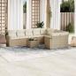 Preview: ARDEBO.de - 10-tlg. Garten-Sofagarnitur mit Kissen Beige Poly Rattan