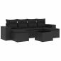 Preview: 7-tlg. Garten-Sofagarnitur mit Kissen Schwarz Poly Rattan