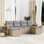 Preview: ARDEBO.de - 6-tlg. Garten-Sofagarnitur mit Kissen Beige Poly Rattan