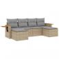 Preview: 6-tlg. Garten-Sofagarnitur mit Kissen Beige Poly Rattan