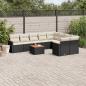 Preview: ARDEBO.de - 10-tlg. Garten-Sofagarnitur mit Kissen Schwarz Poly Rattan