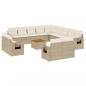 Preview: 14-tlg. Garten-Sofagarnitur mit Kissen Beige Poly Rattan