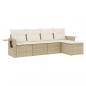 Preview: 5-tlg. Garten-Sofagarnitur mit Kissen Beige Poly Rattan