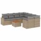 Preview: 9-tlg. Garten-Sofagarnitur mit Kissen Beige Poly Rattan