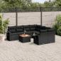 Preview: ARDEBO.de - 9-tlg. Garten-Sofagarnitur mit Kissen Schwarz Poly Rattan