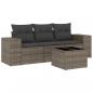 Preview: 4-tlg. Garten-Sofagarnitur mit Kissen Grau Poly Rattan