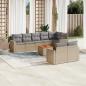 Preview: ARDEBO.de - 9-tlg. Garten-Sofagarnitur mit Kissen Beige Poly Rattan