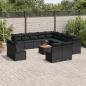 Preview: ARDEBO.de - 14-tlg. Garten-Sofagarnitur mit Kissen Schwarz Poly Rattan