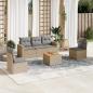 Preview: ARDEBO.de - 6-tlg. Garten-Sofagarnitur mit Kissen Beige Poly Rattan