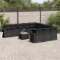 Preview: ARDEBO.de - 12-tlg. Garten-Sofagarnitur mit Kissen Schwarz Poly Rattan