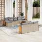 Preview: ARDEBO.de - 10-tlg. Garten-Sofagarnitur mit Kissen Beige Poly Rattan