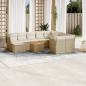 Preview: ARDEBO.de - 11-tlg. Garten-Sofagarnitur mit Kissen Beige Poly Rattan