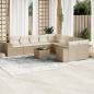 Preview: ARDEBO.de - 11-tlg. Garten-Sofagarnitur mit Kissen Beige Poly Rattan