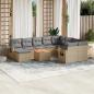 Preview: ARDEBO.de - 11-tlg. Garten-Sofagarnitur mit Kissen Beige Poly Rattan