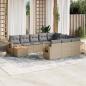 Preview: ARDEBO.de - 11-tlg. Garten-Sofagarnitur mit Kissen Beige Poly Rattan