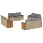 Preview: 12-tlg. Garten-Sofagarnitur mit Kissen Beige Poly Rattan