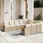 Preview: ARDEBO.de - 10-tlg. Garten-Sofagarnitur mit Kissen Beige Poly Rattan