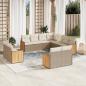 Preview: ARDEBO.de - 11-tlg. Garten-Sofagarnitur mit Kissen Beige Poly Rattan