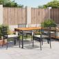 Preview: ARDEBO.de - 5-tlg. Garten-Essgruppe mit Kissen Schwarz Poly Rattan