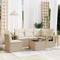 Preview: ARDEBO.de - 6-tlg. Garten-Sofagarnitur mit Kissen Beige Poly Rattan