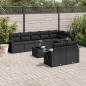 Preview: ARDEBO.de - 9-tlg. Garten-Sofagarnitur mit Kissen Schwarz Poly Rattan