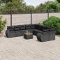 Preview: ARDEBO.de - 11-tlg. Garten-Sofagarnitur mit Kissen Schwarz Poly Rattan