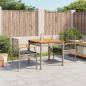 Preview: ARDEBO.de - 3-tlg. Garten-Essgruppe mit Kissen Grau Poly Rattan