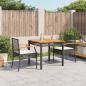 Preview: ARDEBO.de - 3-tlg. Garten-Essgruppe mit Kissen Schwarz Poly Rattan