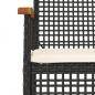 Preview: 3-tlg. Garten-Essgruppe mit Kissen Schwarz Poly Rattan