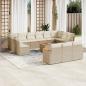 Preview: ARDEBO.de - 14-tlg. Garten-Sofagarnitur mit Kissen Beige Poly Rattan