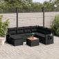 Preview: ARDEBO.de - 8-tlg. Garten-Sofagarnitur mit Kissen Schwarz Poly Rattan